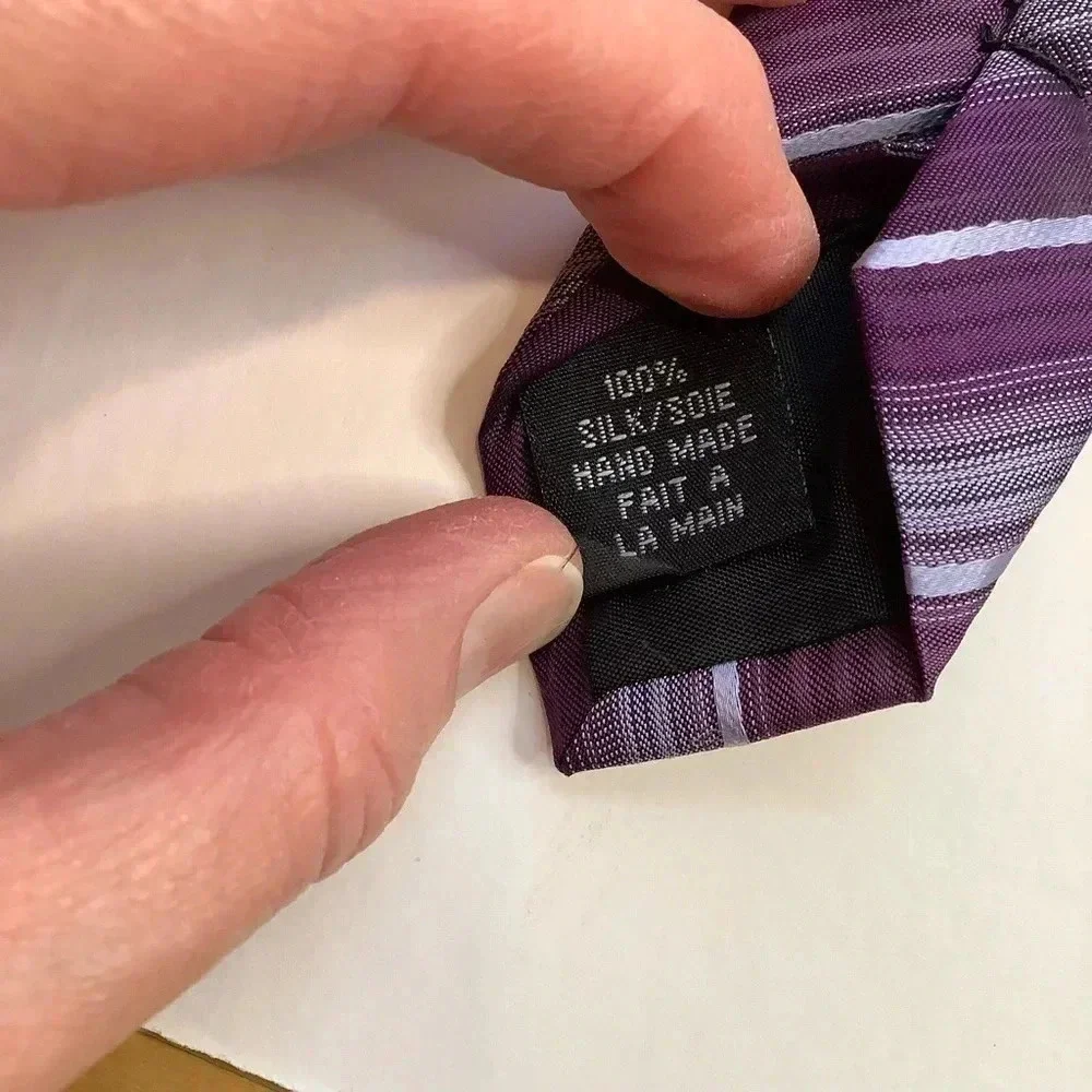 2/$30 BRITCHES Purple Repp Stripe Silk Tie - Picture 9 of 12
